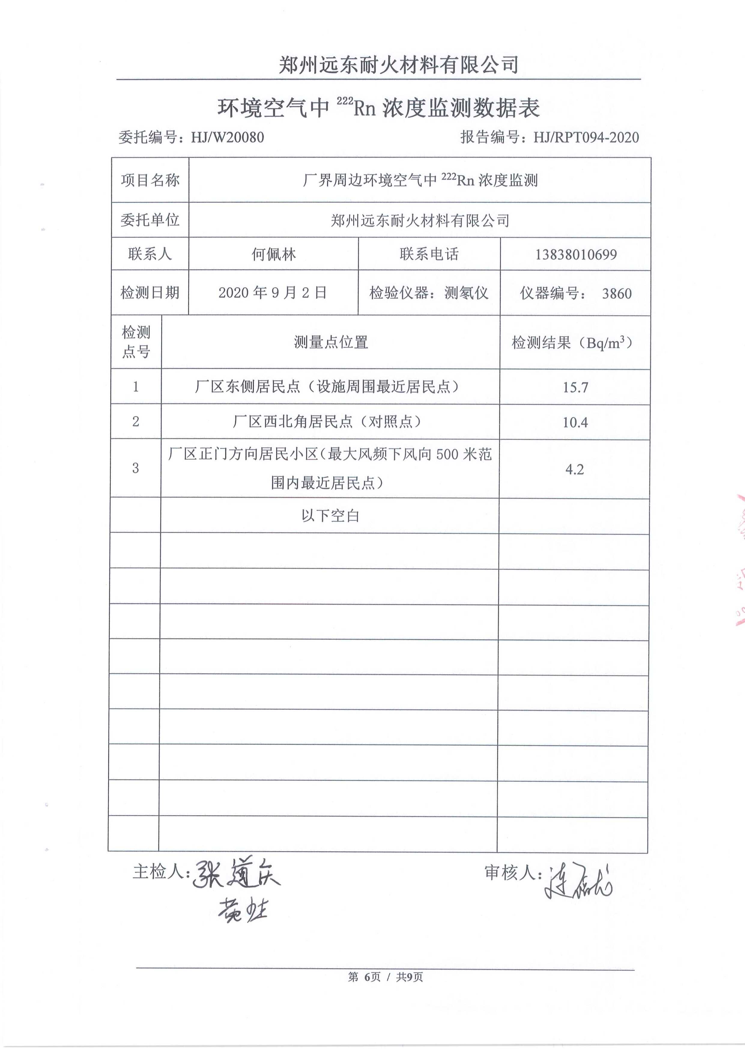 2020年環(huán)境輻射檢測報告