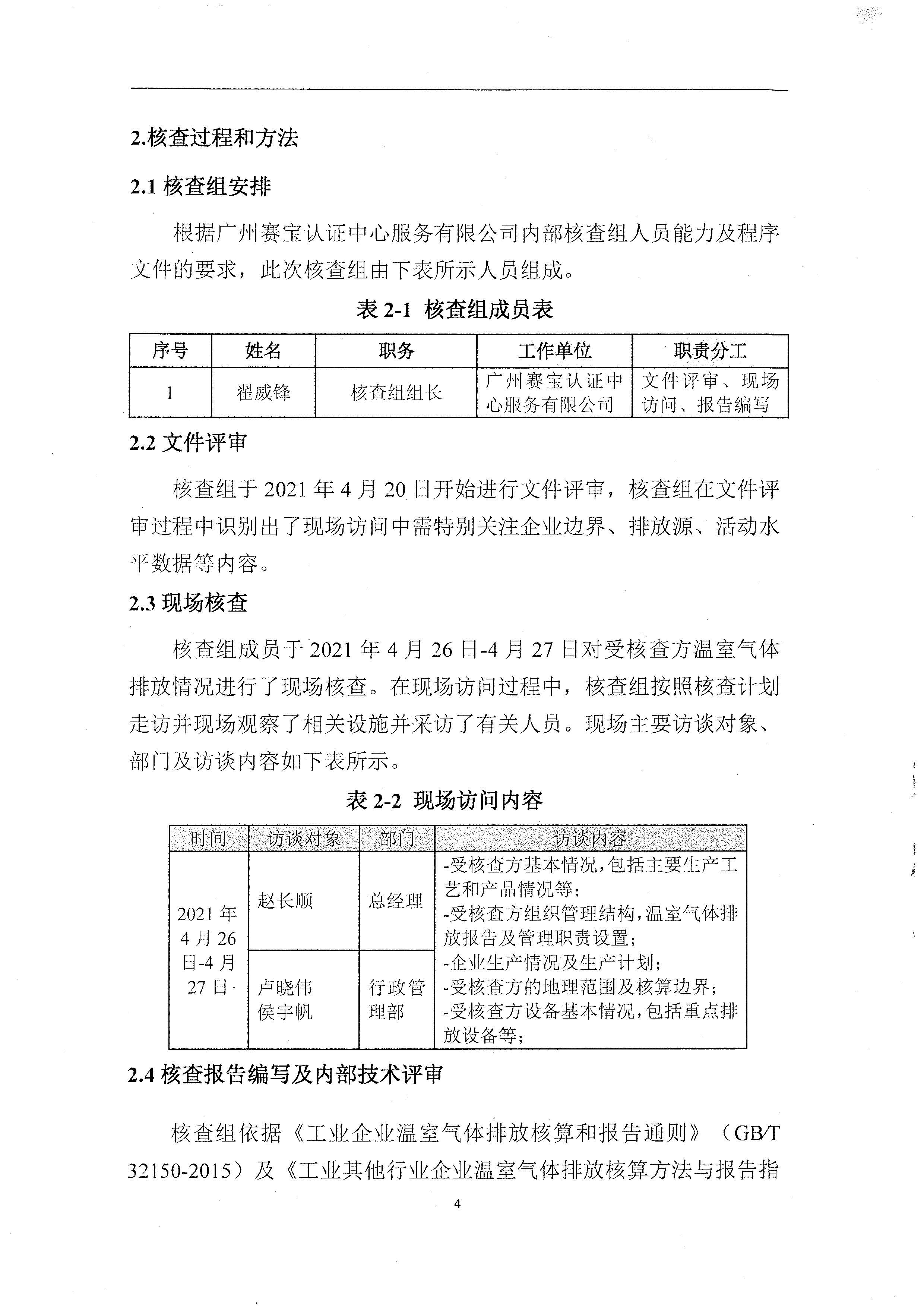 2020年度溫室氣體排放核查報告